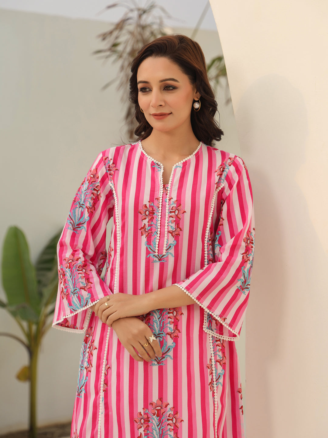Striped pink ethnic kurta