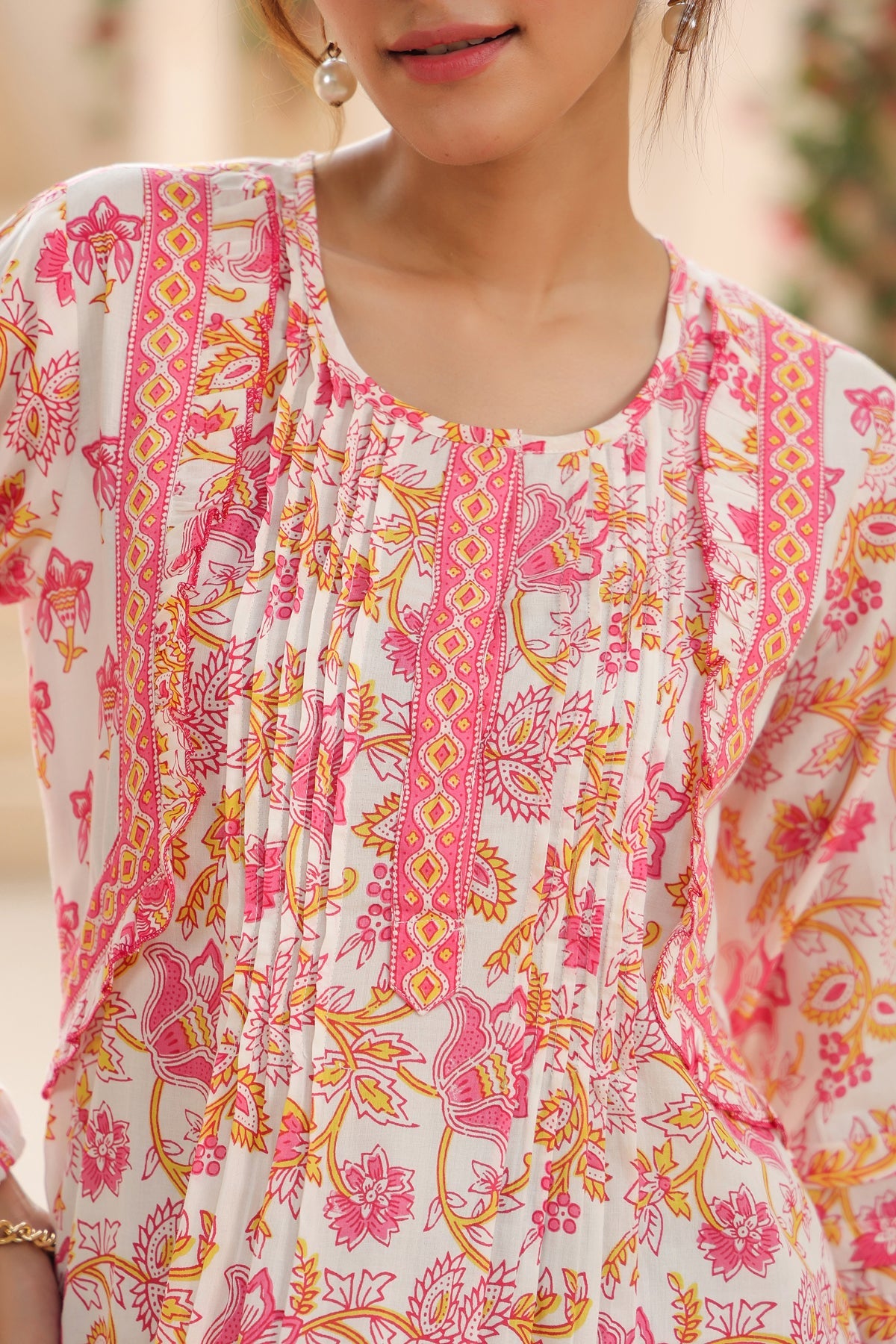 Stylish Pink Floral Print Top
