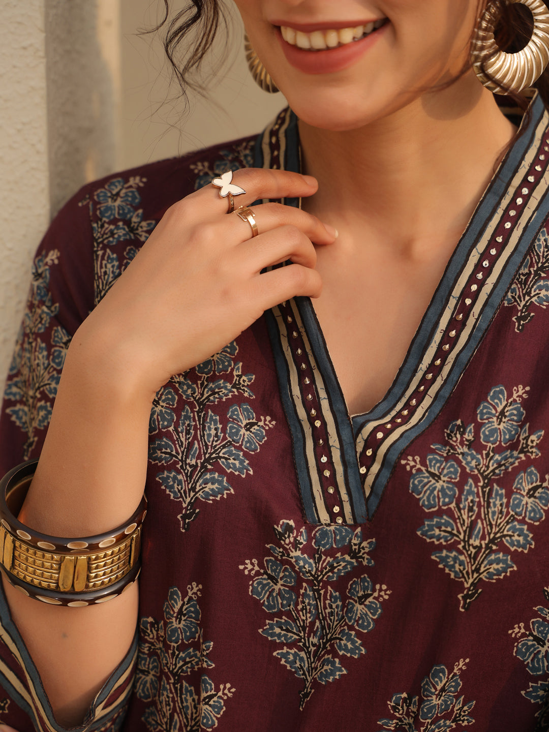 Stylish Wine Print Top