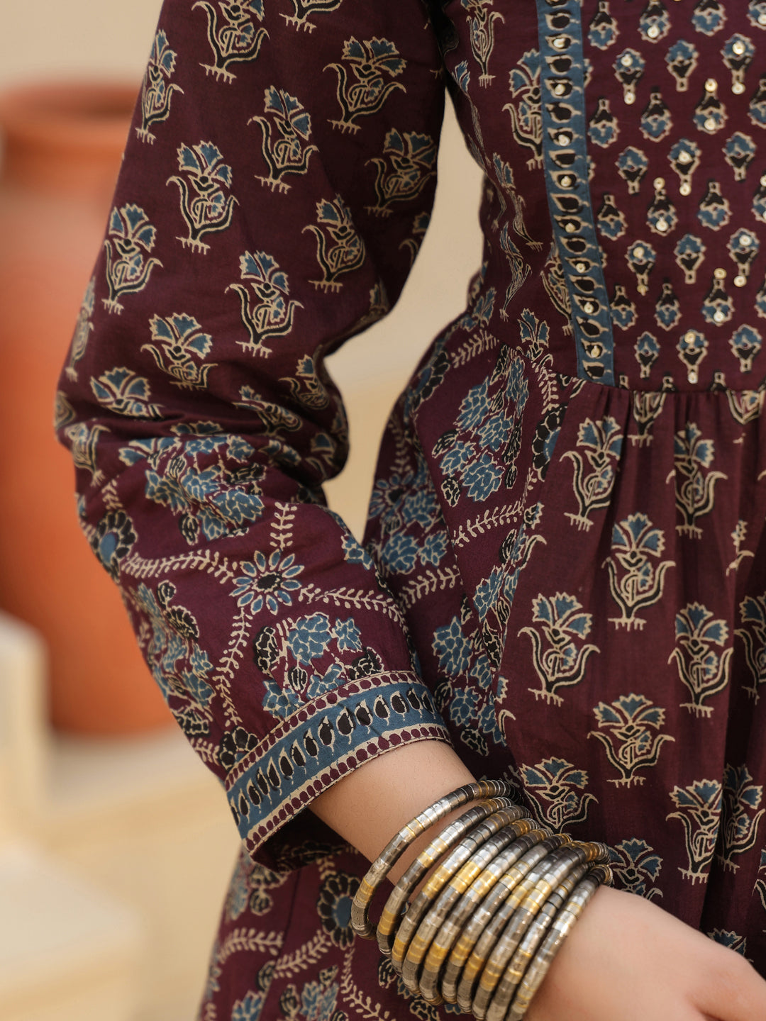 Stylish Wine Printed Top