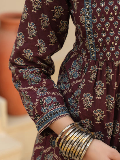 Stylish Wine Printed Top