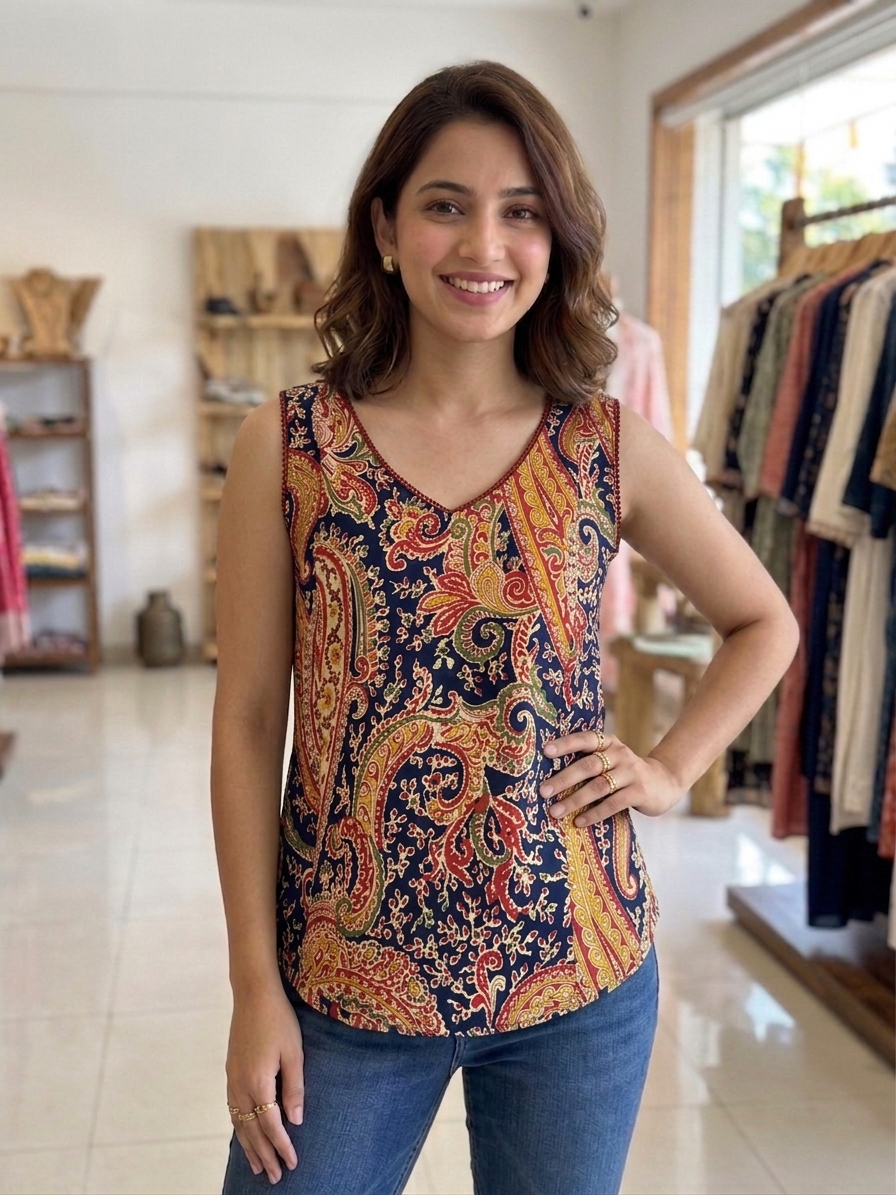 Summer-ready printed cotton top for women
