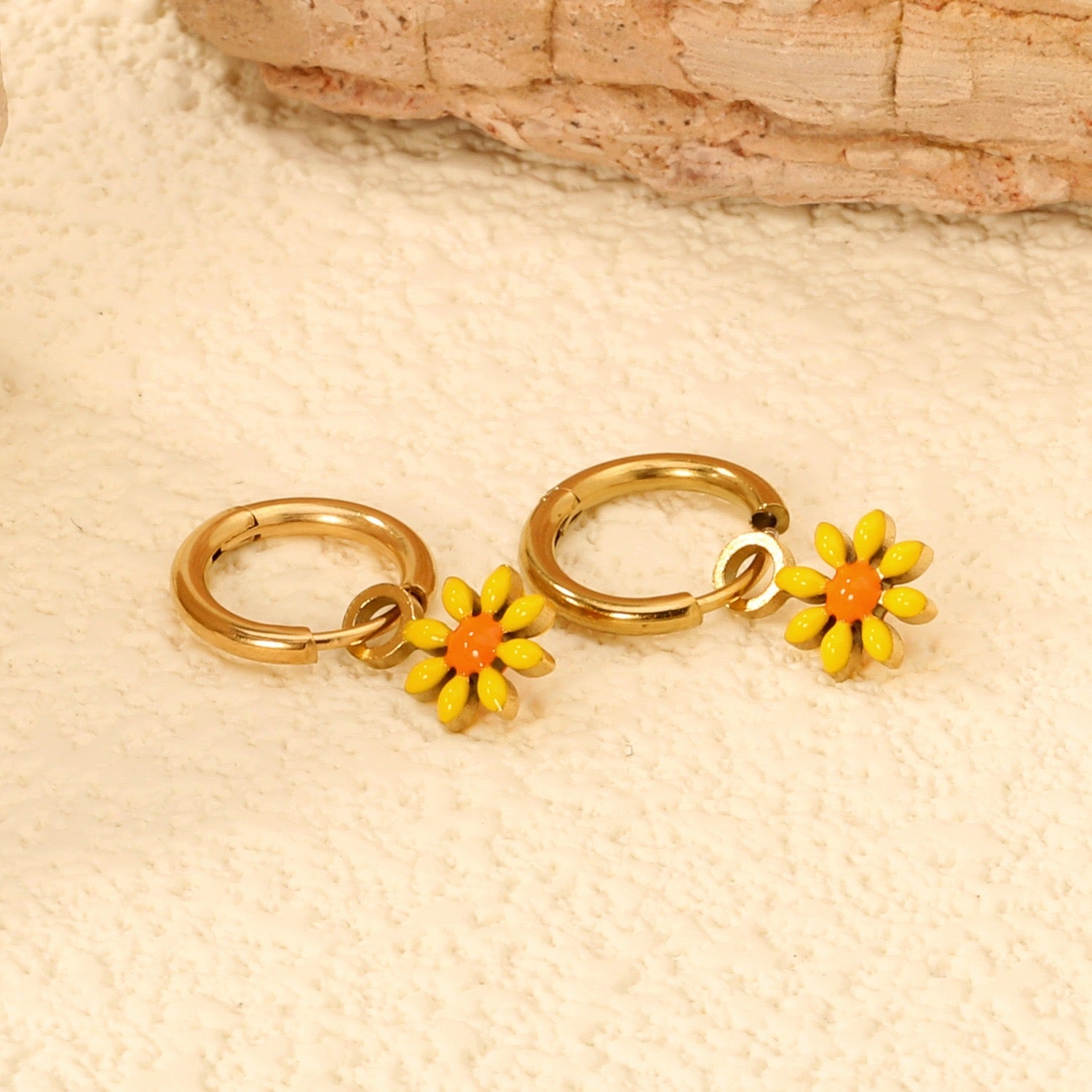 Sunflower Hoops 18K Gold Plated Children's Earrings - Twisty Locks  - Kids and Women Hair Accessories, Fashion Clothing and Jewellery India