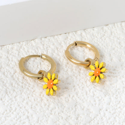 Sunflower Hoops 18K Gold Plated Children's Earrings - Twisty Locks  - Kids and Women Hair Accessories, Fashion Clothing and Jewellery India