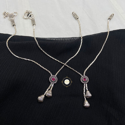 Pure Silver 925 Ankle Bracelet | Payal with Ruby Stone