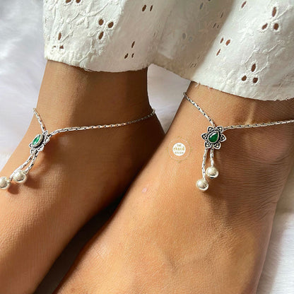 Floral Pure Silver 925 Ankle Bracelet/Payal