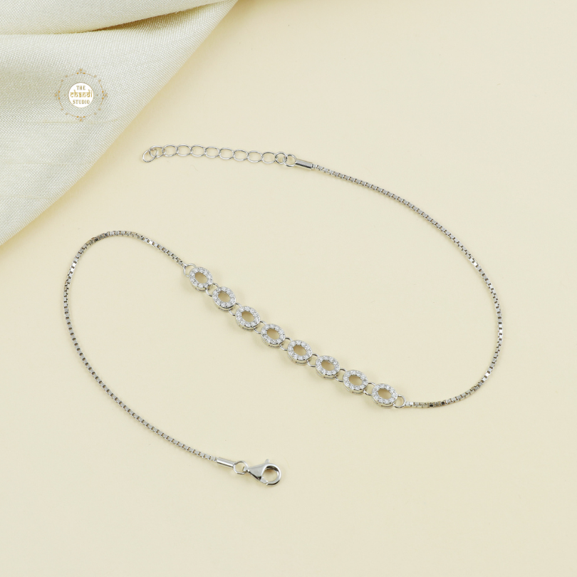Sparkling Silver Shimmering Grace Anklet (Piece)