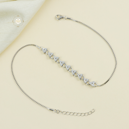 Sparkling Silver Twinkle Triangle Anklet (Piece)
