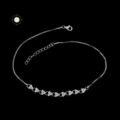 Sparkling Silver Twinkle Triangle Anklet (Piece)