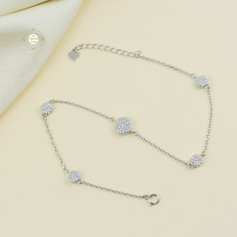 Sparkling Silver Bloom Anklet (Piece)