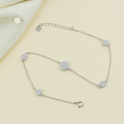 Sparkling Silver Bloom Anklet (Piece)