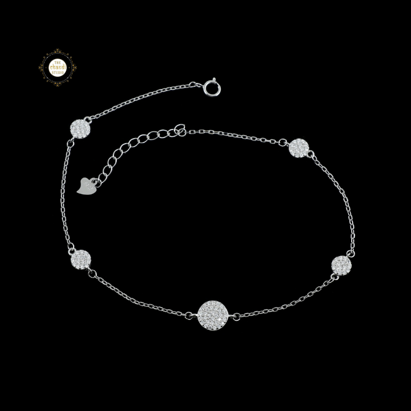Sparkling Silver Bloom Anklet (Piece)
