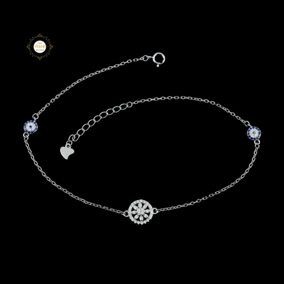 Sparkling Silver Bloom Anklet (Piece)