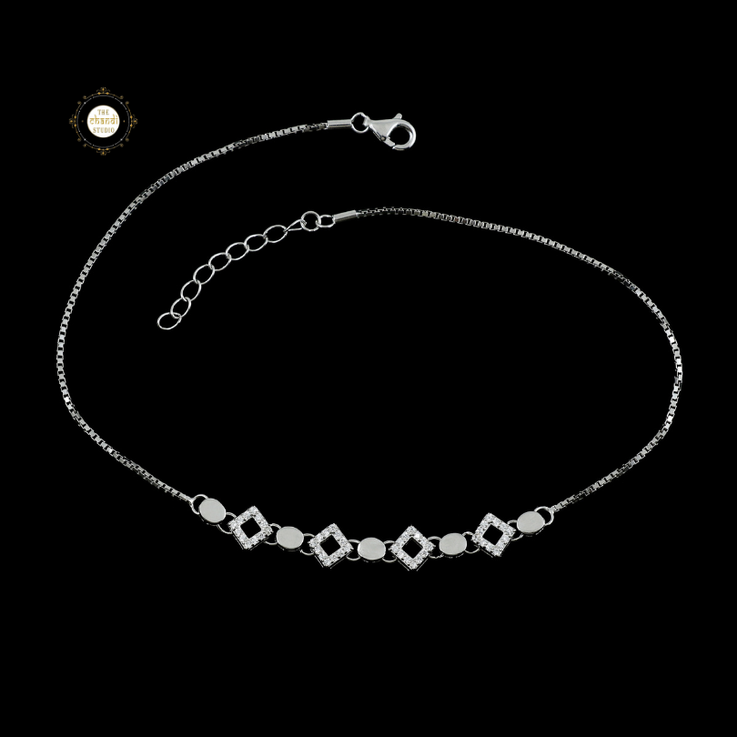 Sparkling Silver Dazzle Anklet (Piece)