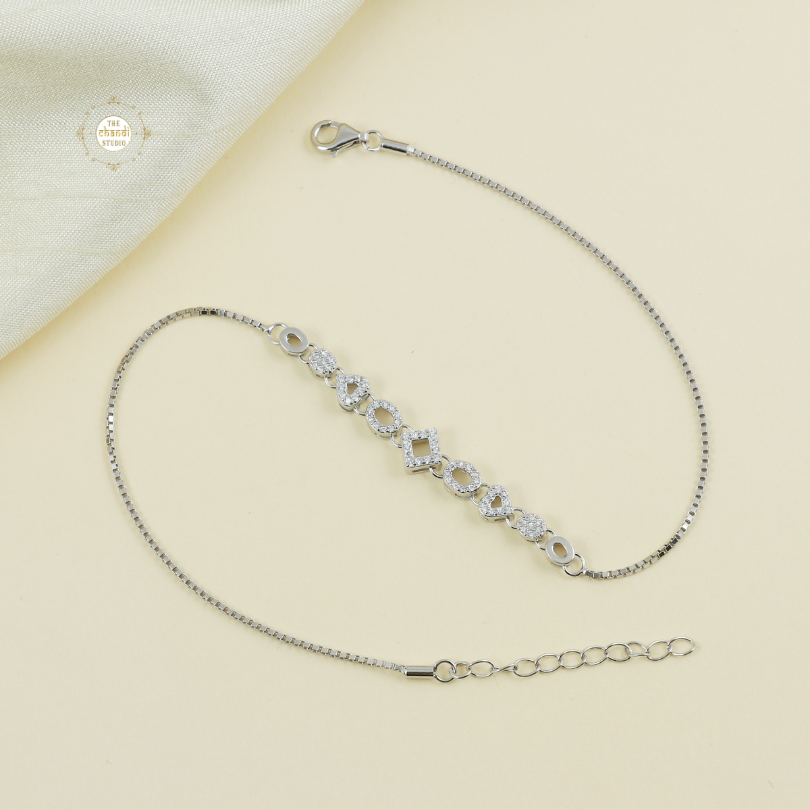 Sparkling Silver Shimmering Grace Anklet (Piece)