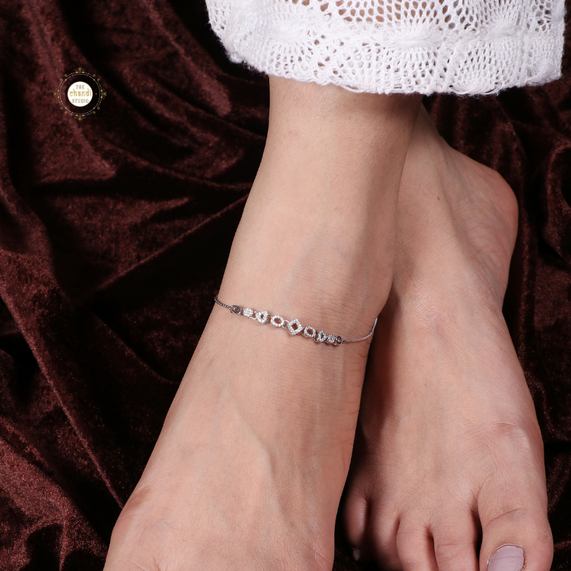 Sparkling Silver Shimmering Grace Anklet (Piece)