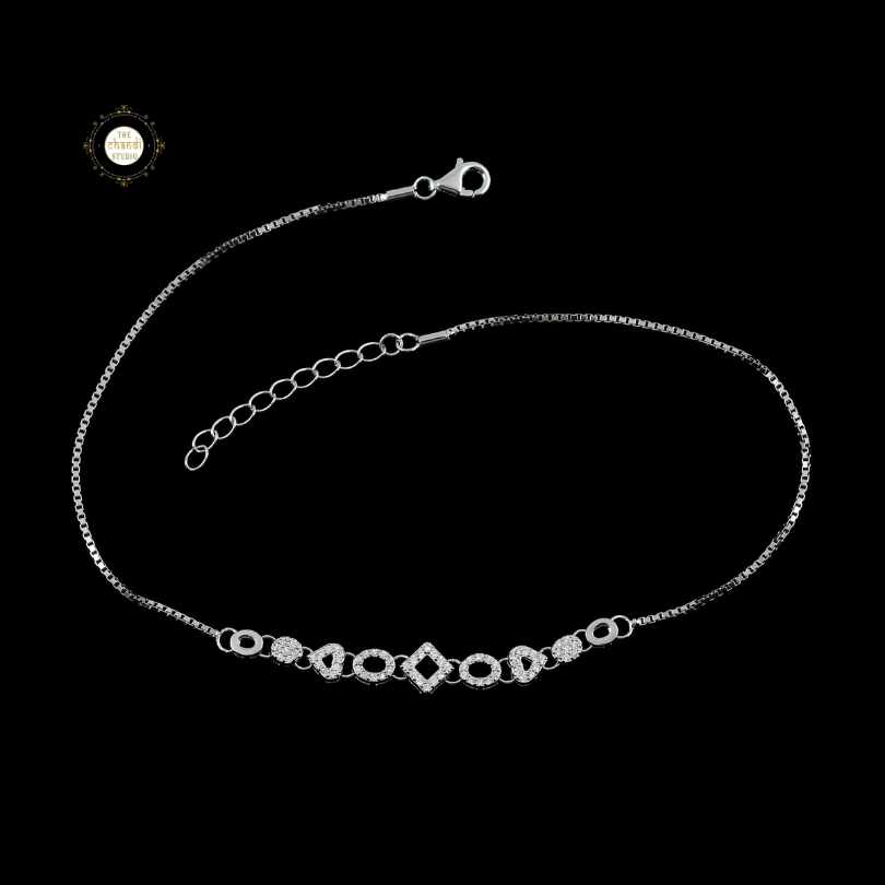 Sparkling Silver Shimmering Grace Anklet (Piece)