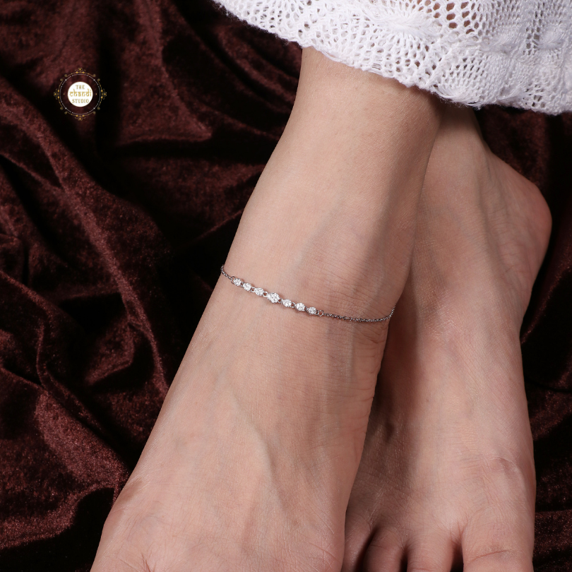 Sparkling Silver Classic Everyday Anklet (Piece)