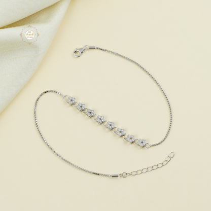 Sparkling Silver Twinkle Star Anklet (Piece)