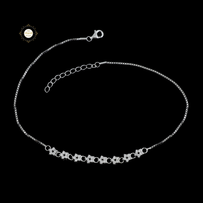 Sparkling Silver Twinkle Star Anklet (Piece)