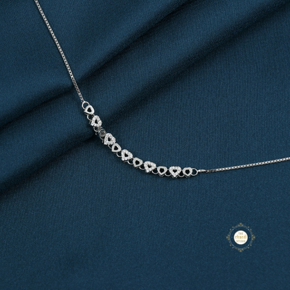 Sparkling Silver Dazzle Heart Anklet (Piece)