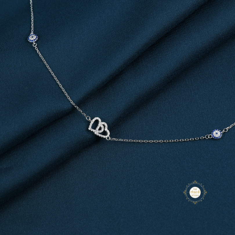 Sparkling Silver Dazzle Heart Anklet (Piece)
