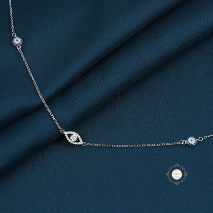 Sparkling Silver Evil Eye Anklet (Piece)