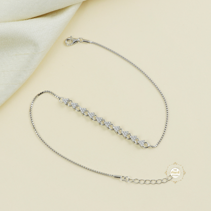 Sparkling Silver Twinkle Triangle Anklet (Piece)