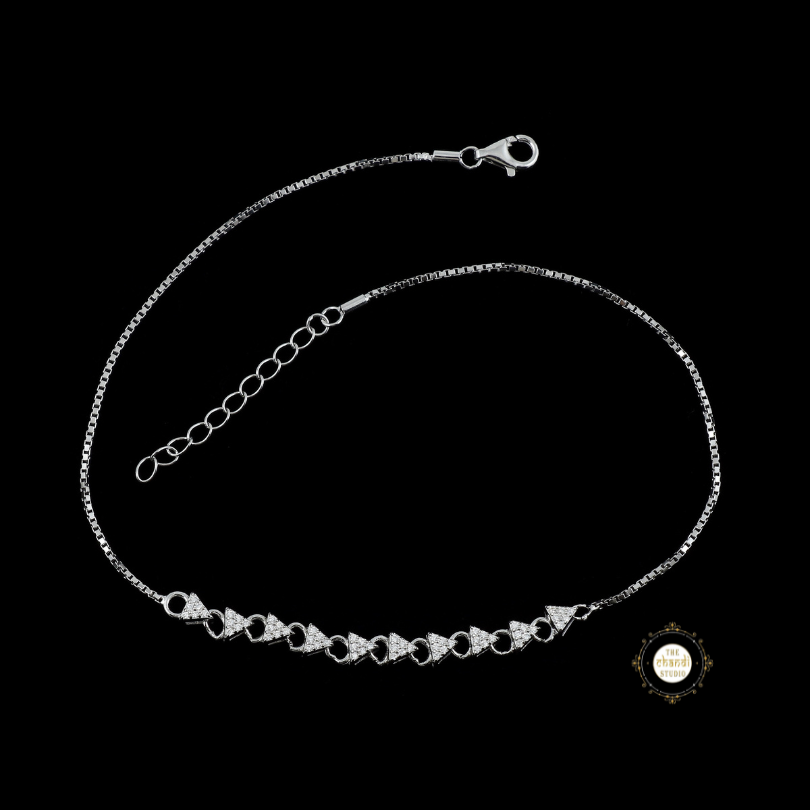 Sparkling Silver Twinkle Triangle Anklet (Piece)