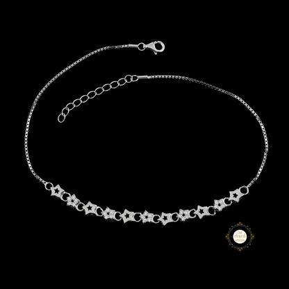 Sparkling Silver Twinkle Star Anklet (Piece)