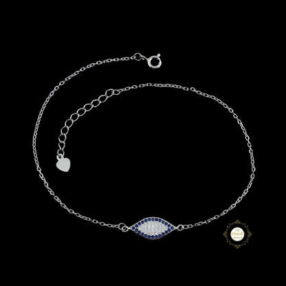 Sparkling Silver Evil Eye Anklet (Piece)