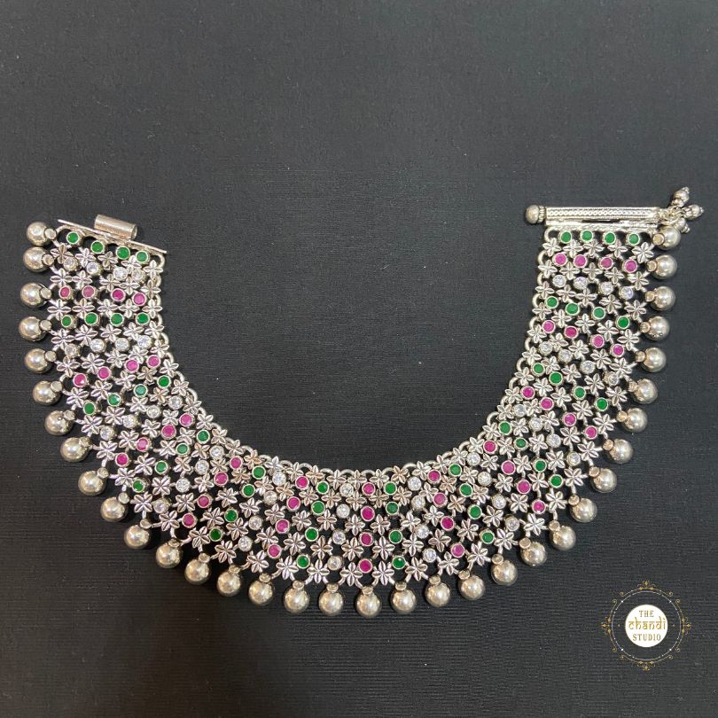 Royal Bloom Silver Anklet (Made to Order)