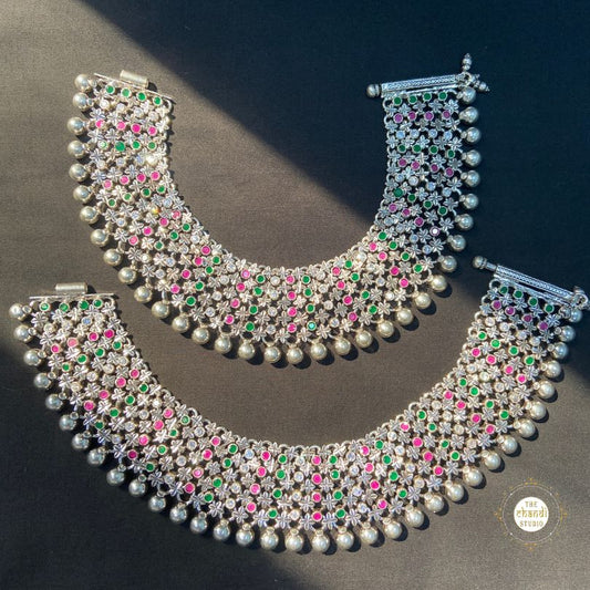 Royal Bloom Silver Anklet (Made to Order)