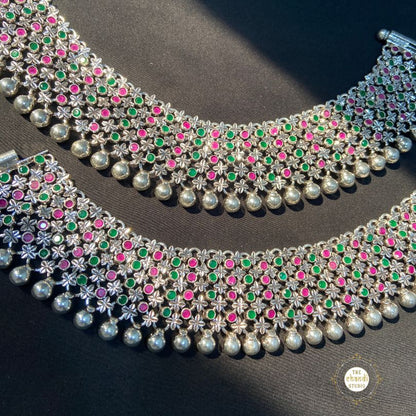 Royal Bloom Silver Anklet (Made to Order)