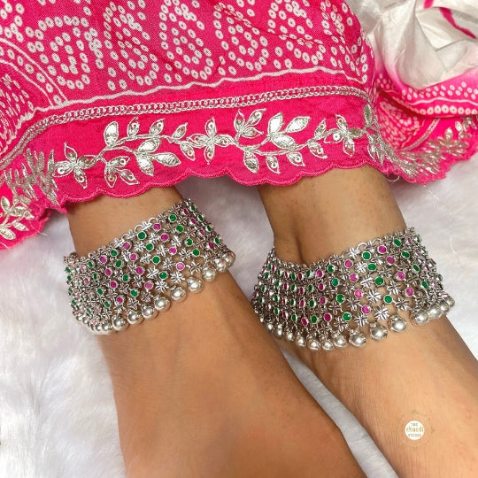 Royal Bloom Silver Anklet (Made to Order)