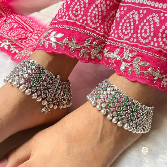 Royal Bloom Silver Anklet (Made to Order)