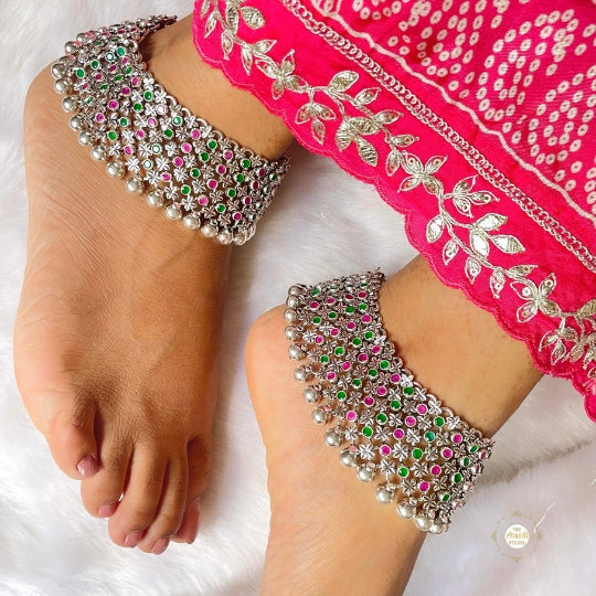 Royal Bloom Silver Anklet (Made to Order)