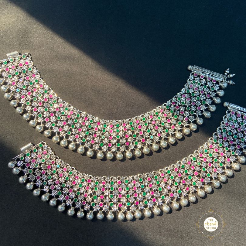 Royal Bloom Silver Anklet (Made to Order)