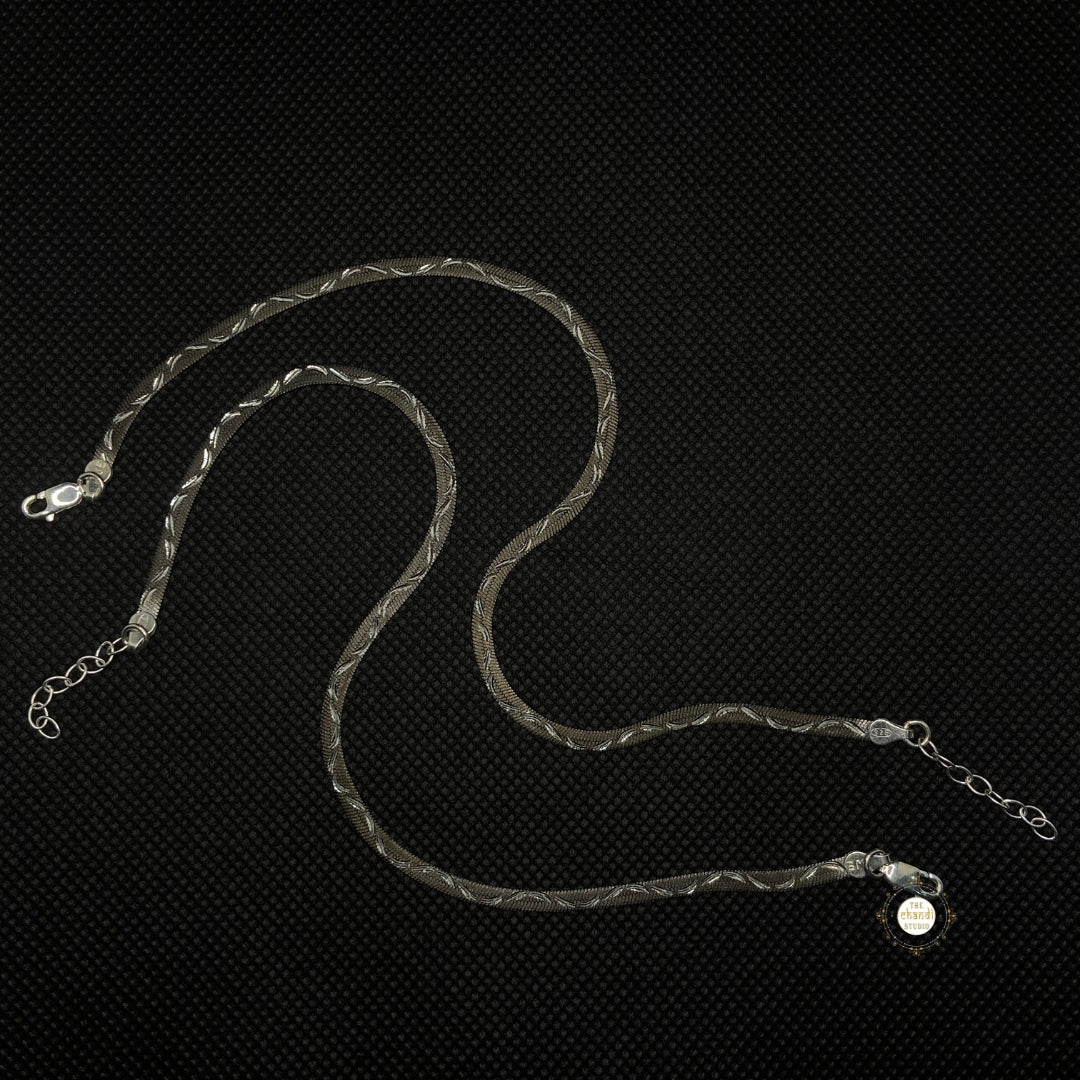 Sterling Silver Dual Tone Plain Anklet