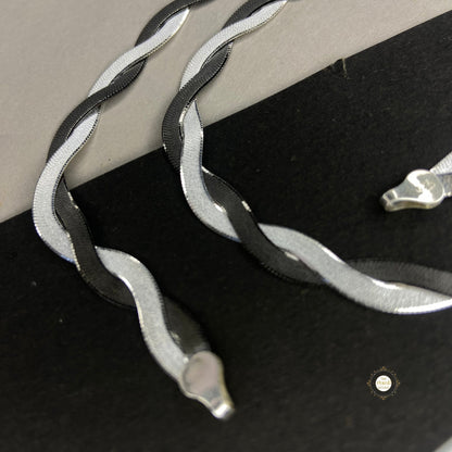 Sterling Silver Dual Tone Plain Anklet