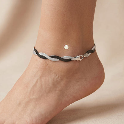 Sterling Silver Dual Tone Plain Anklet
