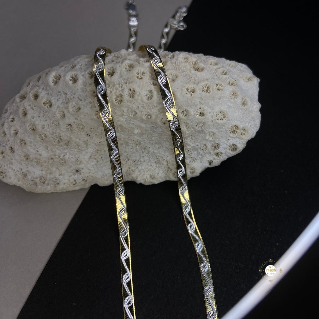 Sterling Silver Dual Tone Plain Anklet