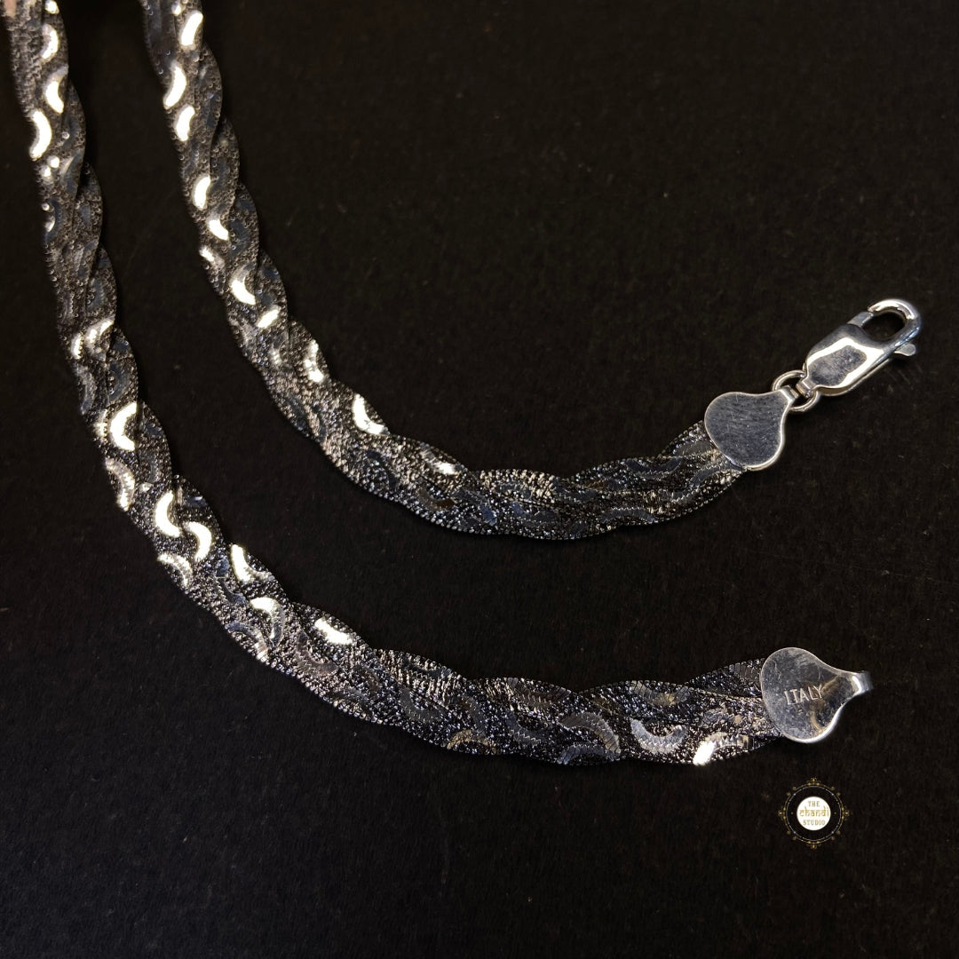 Sterling Silver Dual Tone Plain Anklet