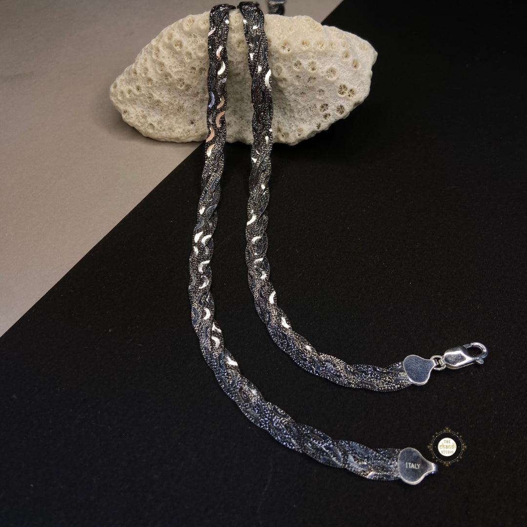Sterling Silver Dual Tone Plain Anklet