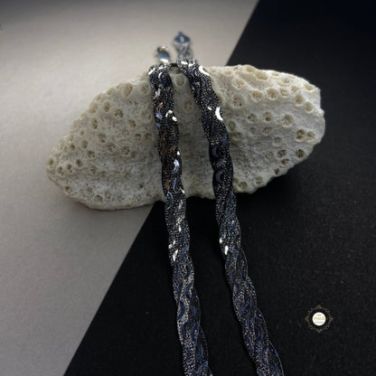 Sterling Silver Dual Tone Plain Anklet