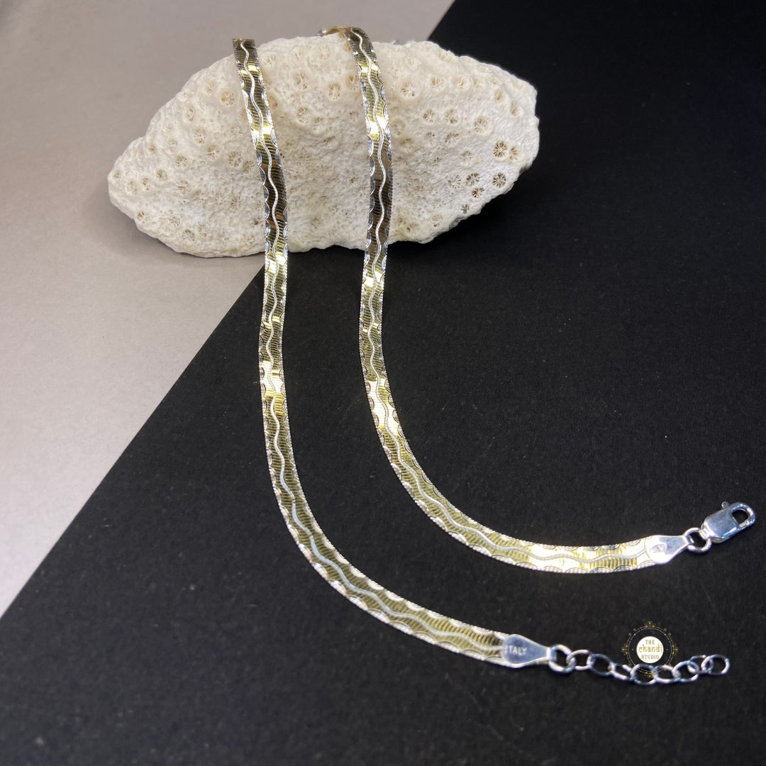 Sterling Silver Dual Tone Plain Anklet