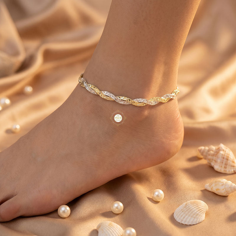 Sterling Silver Dual Tone Plain Anklet