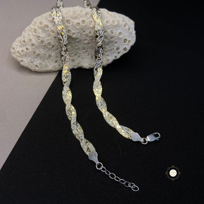 Sterling Silver Dual Tone Plain Anklet
