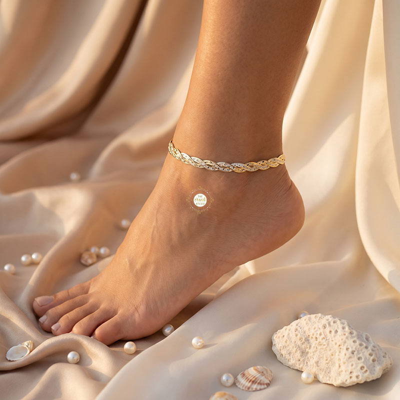 Sterling Silver Dual Tone Plain Anklet