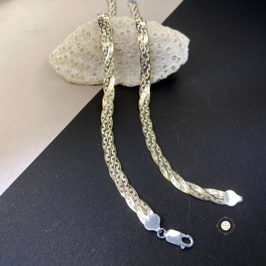 Sterling Silver Dual Tone Plain Anklet